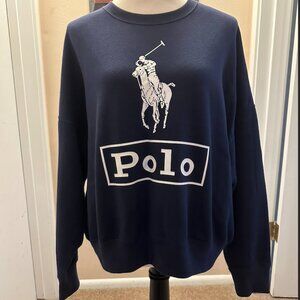 Polo Ralph Lauren Women's Navy and White Sweatshirt